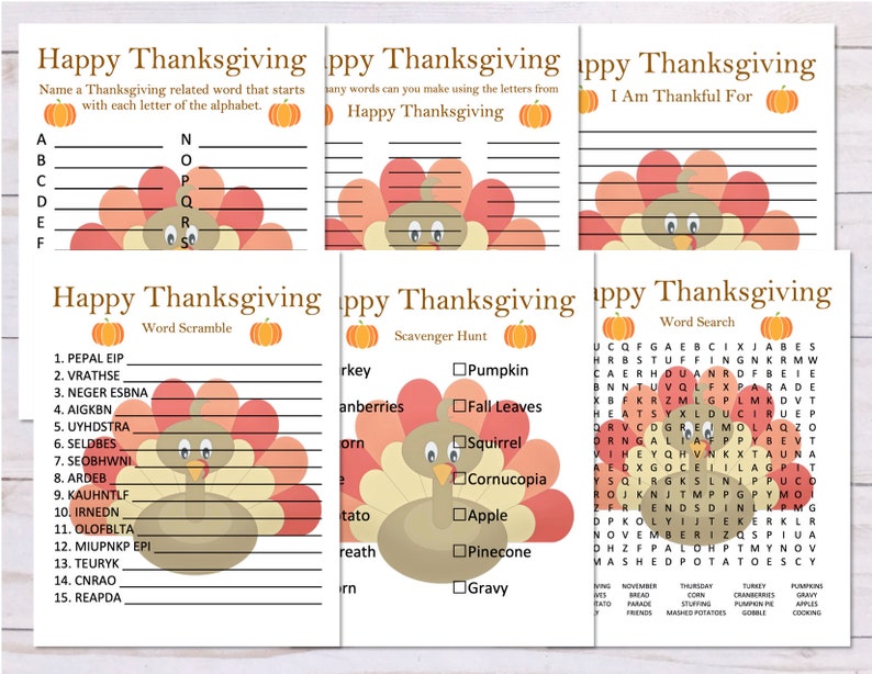 12 Thanksgiving Games Word Search Word Scramble Anagram | Etsy