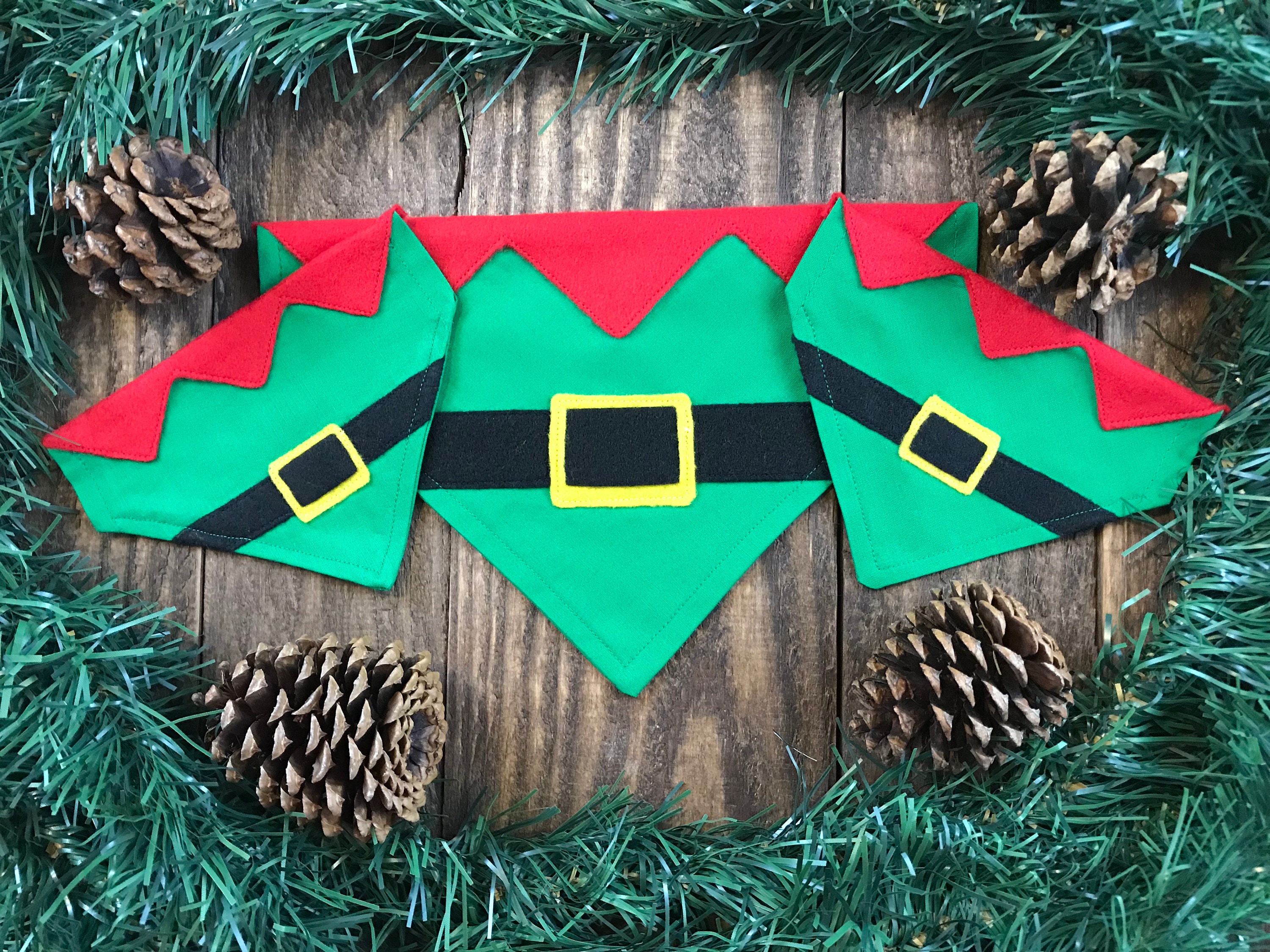 Christmas Dog Bandana Elf Suit Slide On Over The Collar, Christmas Ca…