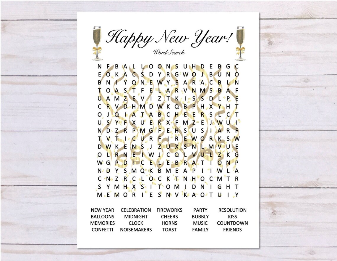 Happy New Year Word Search Game New Year Party Game | Etsy