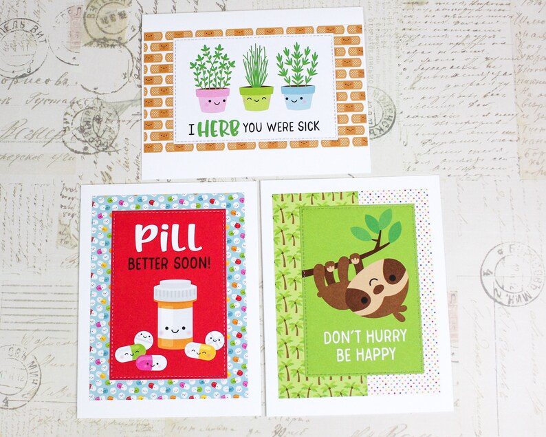 love punny card set get well encouragement cards 11 card oops All the puns