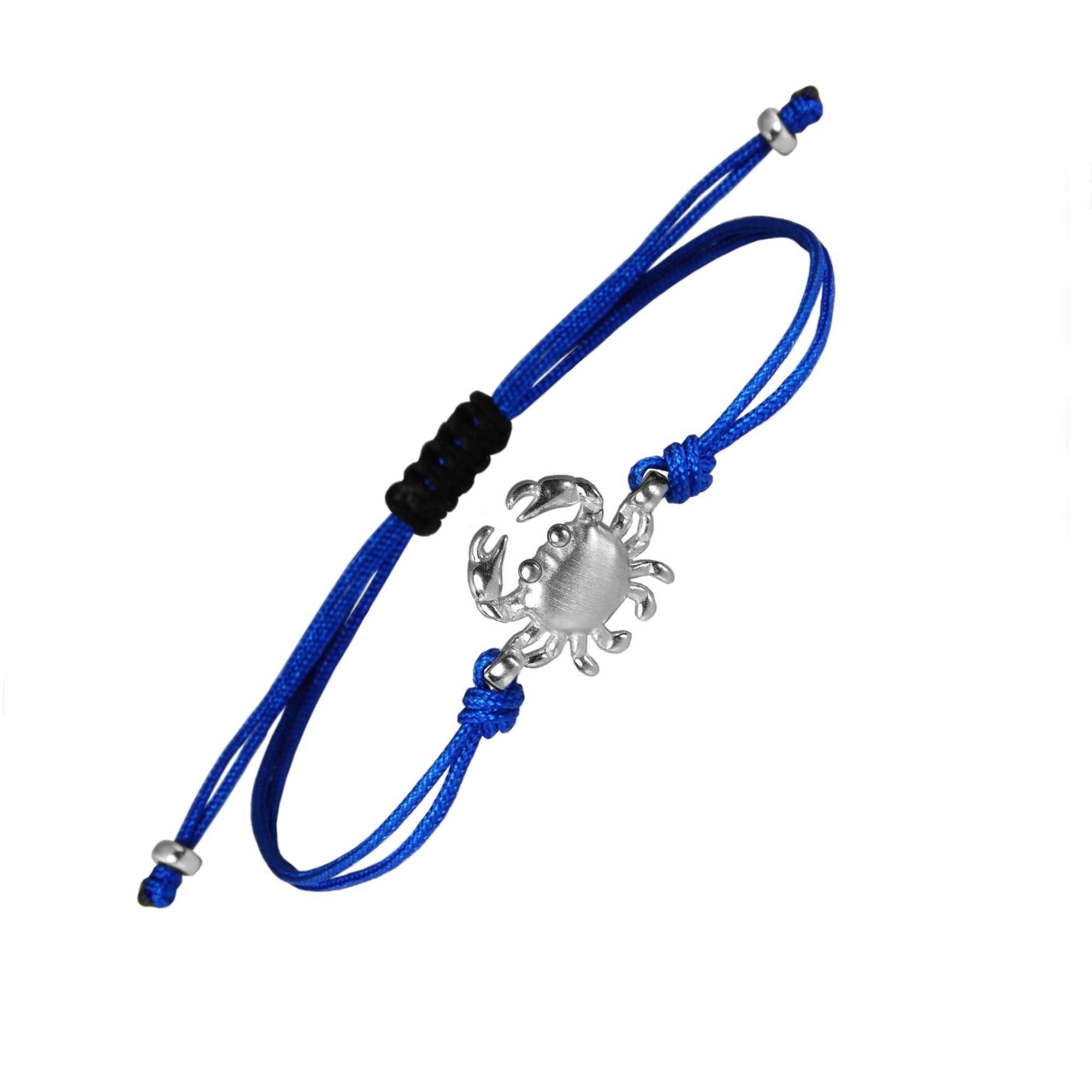 Crab Bracelet Cancer Zodiac Silver Summer Blue Cord Bracelet Etsy