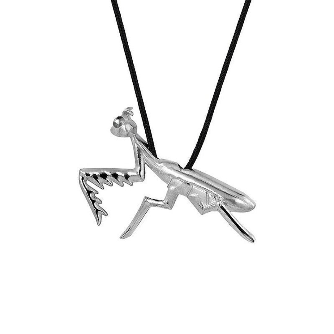 Silver Praying Mantis Necklace Unique Halloween Jewelry Gift Etsy