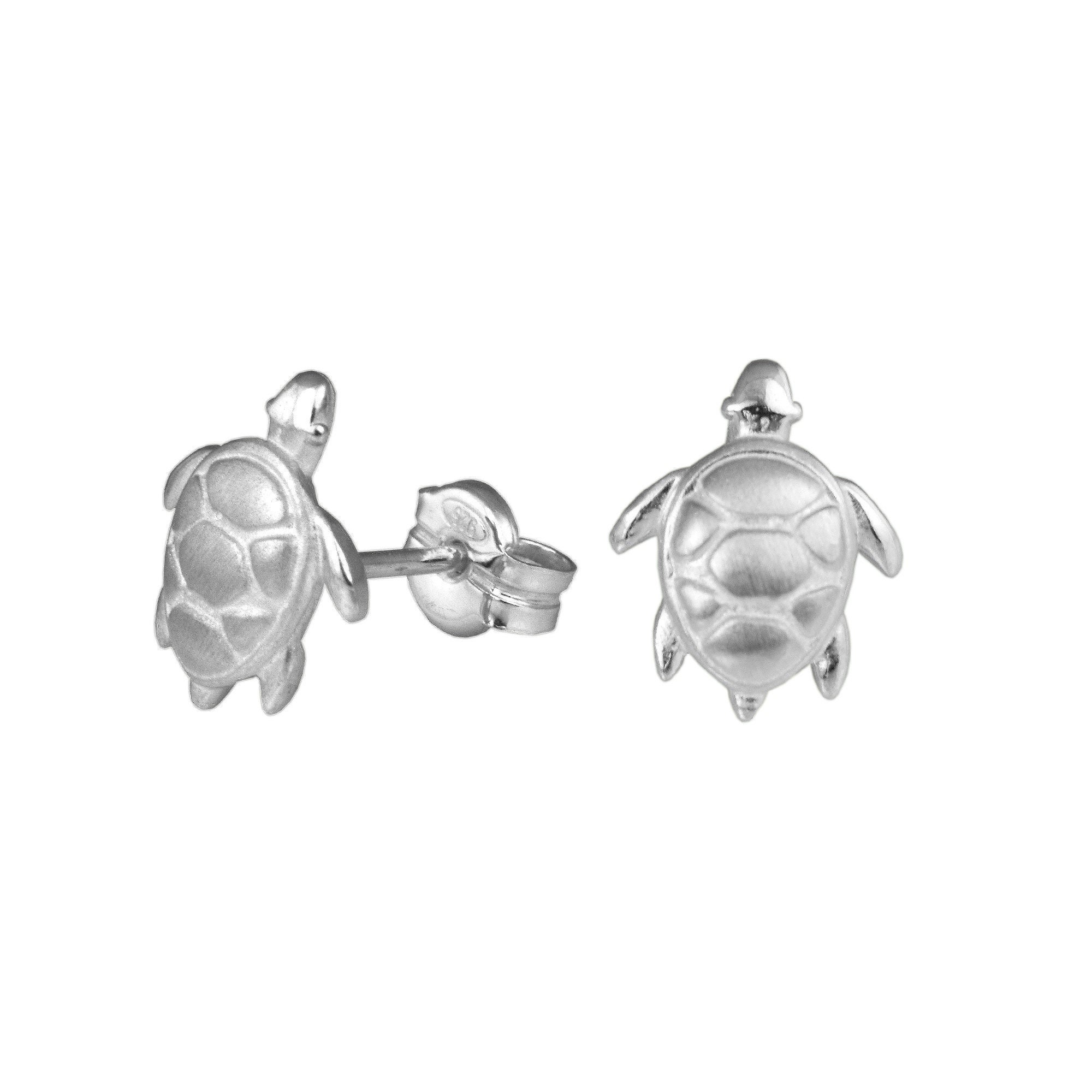Sea Turtle Earrings Silver Turtle Stud Earrings Turtle Etsy