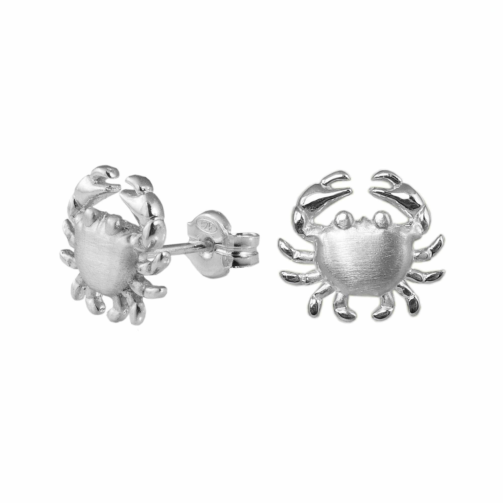 Crab Earrings Sterling Silver Crab Stud Earrings Crab Etsy