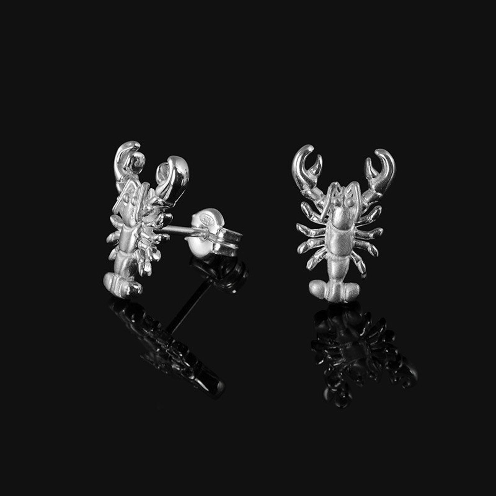 Lobster Earrings Silver Lobster Gift Lobster Stud Earrings Etsy