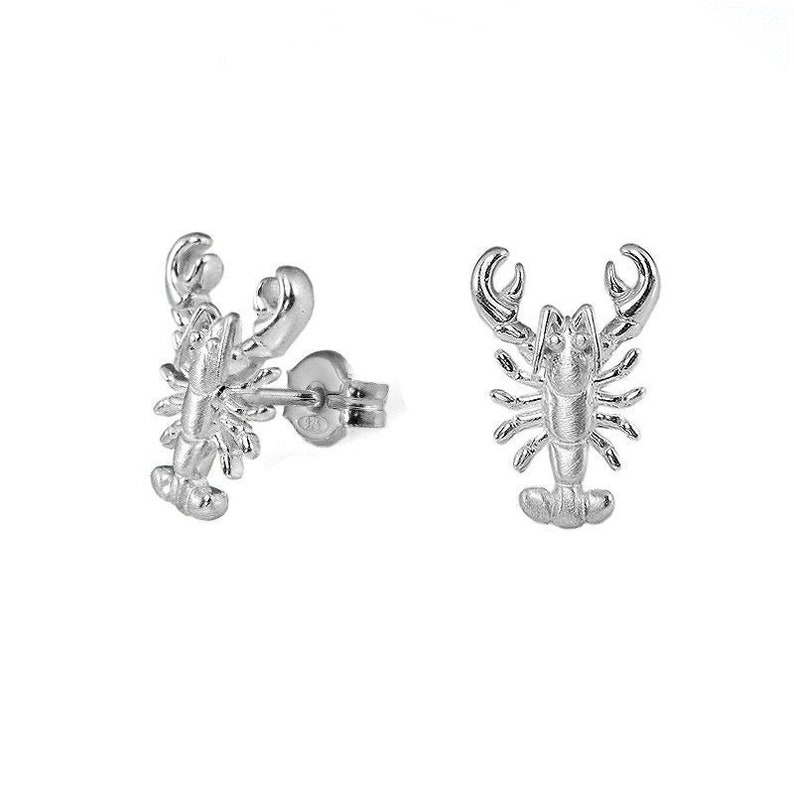 Lobster Earrings Silver Lobster Gift Lobster Stud Earrings Etsy