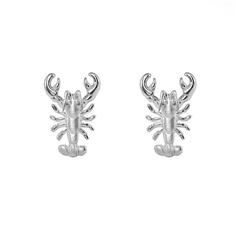 Lobster Earrings Silver Lobster Gift Lobster Stud Earrings Etsy