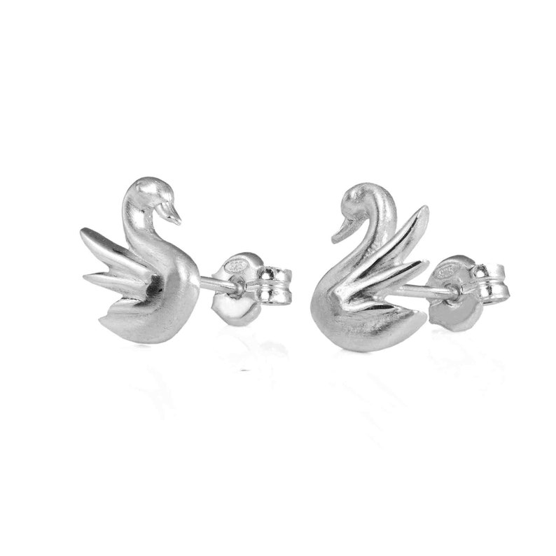 Swan Earrings Sterling Silver Swan Stud Earrings Jewelry | Etsy