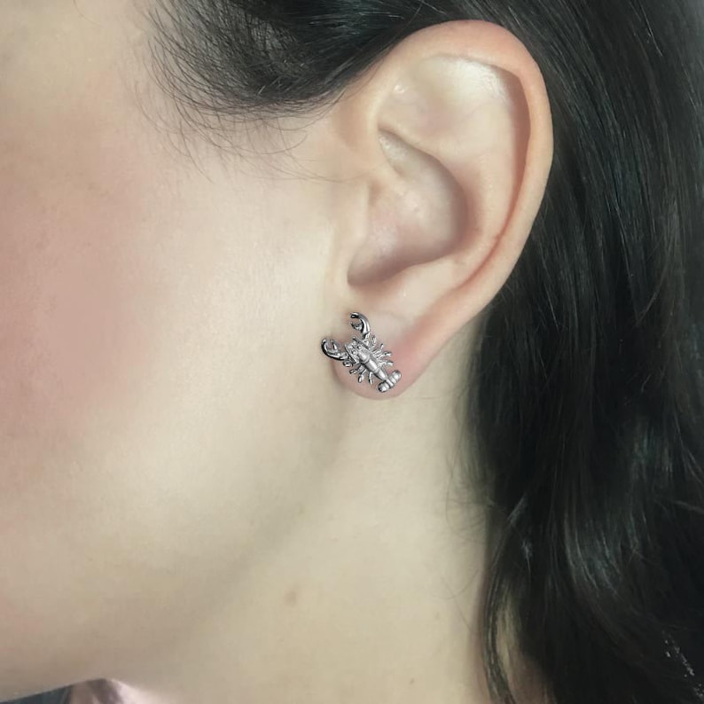 Lobster Earrings Silver Lobster Gift Lobster Stud Earrings Etsy
