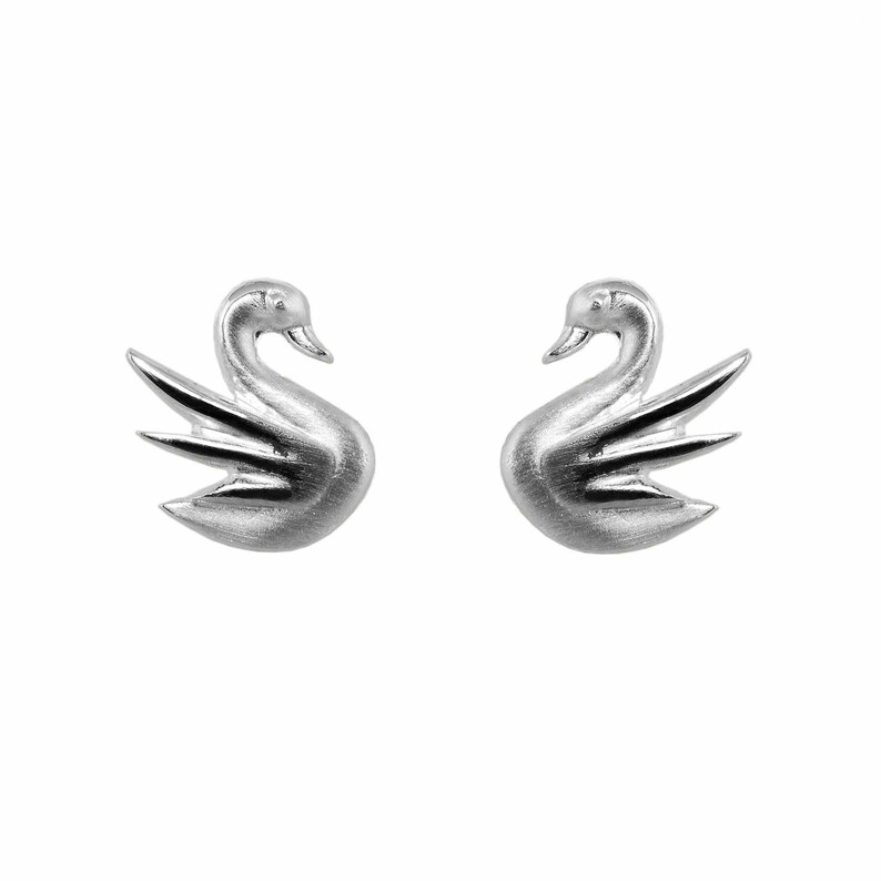 Swan Earrings Sterling Silver Swan Stud Earrings Jewelry | Etsy