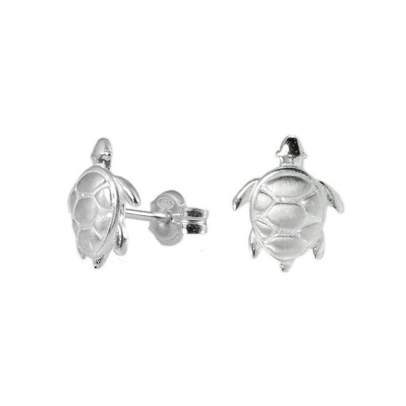 Sea Turtle Earrings Silver Turtle Stud Earrings Turtle | Etsy