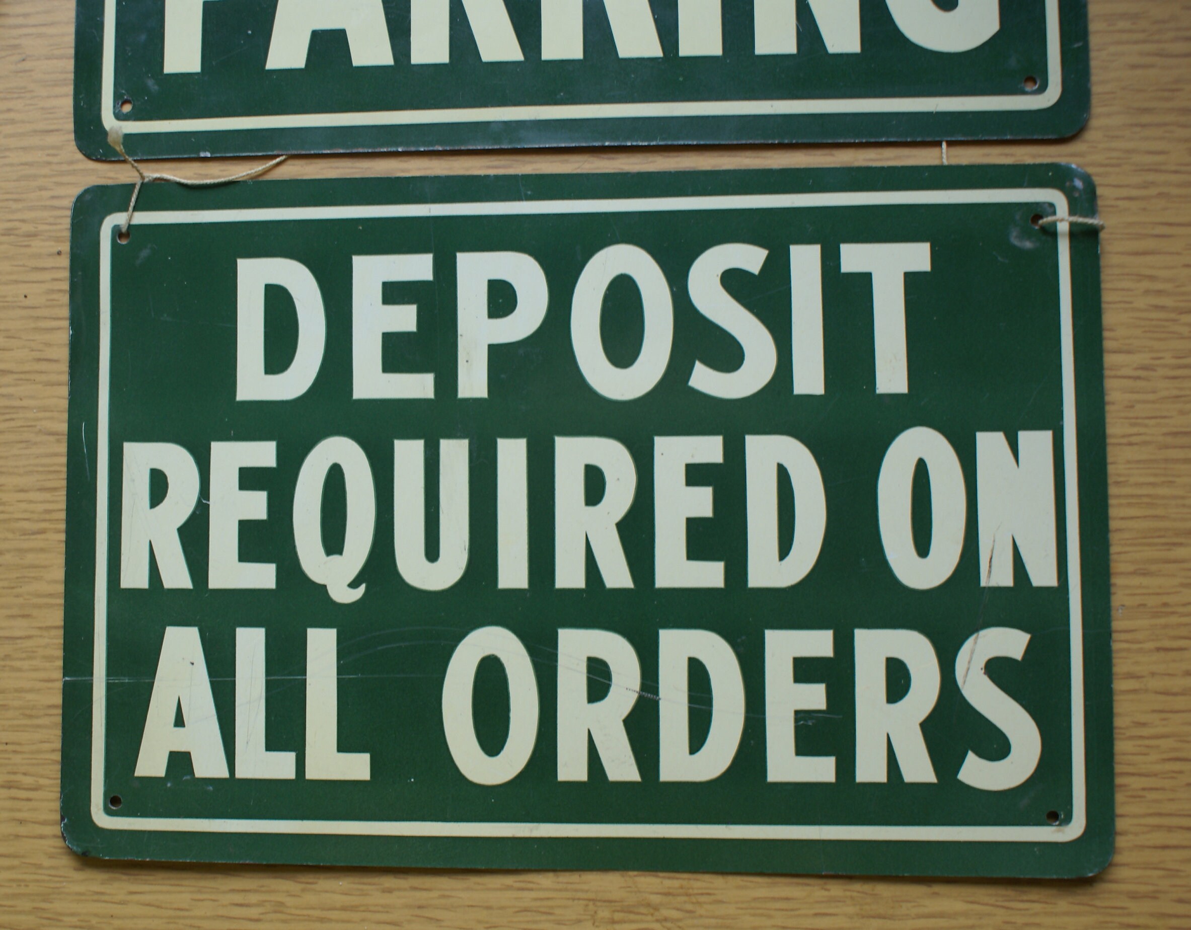 OLD Metal Sign Deposit Required on All Orders 40s two tone Etsy
