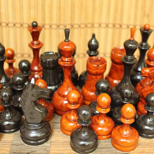 Vintage tournament Weighted chess set USSR // Soviet Original Large chess set // Wooden chess set 70s // chess game, vintage chess, gift