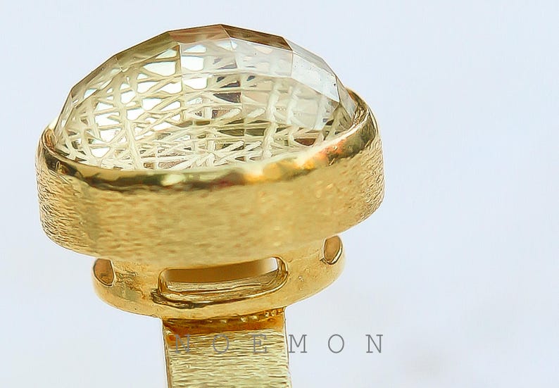 meditation gold plated ring engraved gem healing crystal sterling silver ring lemon quartz ring intaglio ring fine jewelry yoga ring