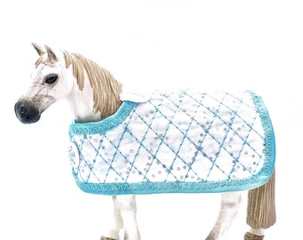 Sewn* SCHLEICH, BREYER or Peter Stone FOAL blanket - Christmas - Snowflake - Ready to ship