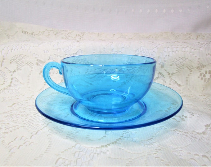 Antique Fostoria Pioneer Blue Tea Cups & Saucers From the Etsy