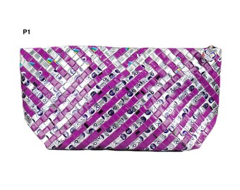 Handwoven multi-purpose pouch - large, with zipper and guide