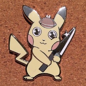 Detective Pikachu with Knife Enamel Pin