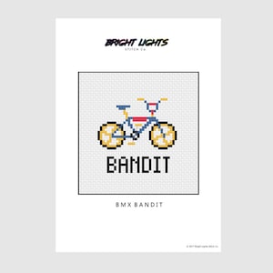 BMX Bandit cross stitch pattern digital download - 80s bike - retro embroidery