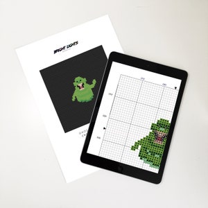 Ghostbusters Slimer Ghost cross stitch pattern digital download - 80s movies - geek embroidery