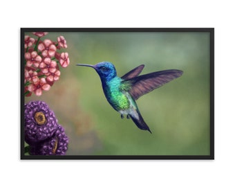 Kolibri Gemälde - Art Print - Wanddekoration - Poster - Geschenk (20,5 x 20,5 x 90 cm)