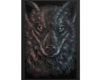 Wolf of Fire and Ice Art Print: Fantasy Wall Decor