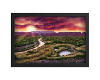 Big Bend National Park Art Print: Sunset Over Rio Grande, Framed Poster