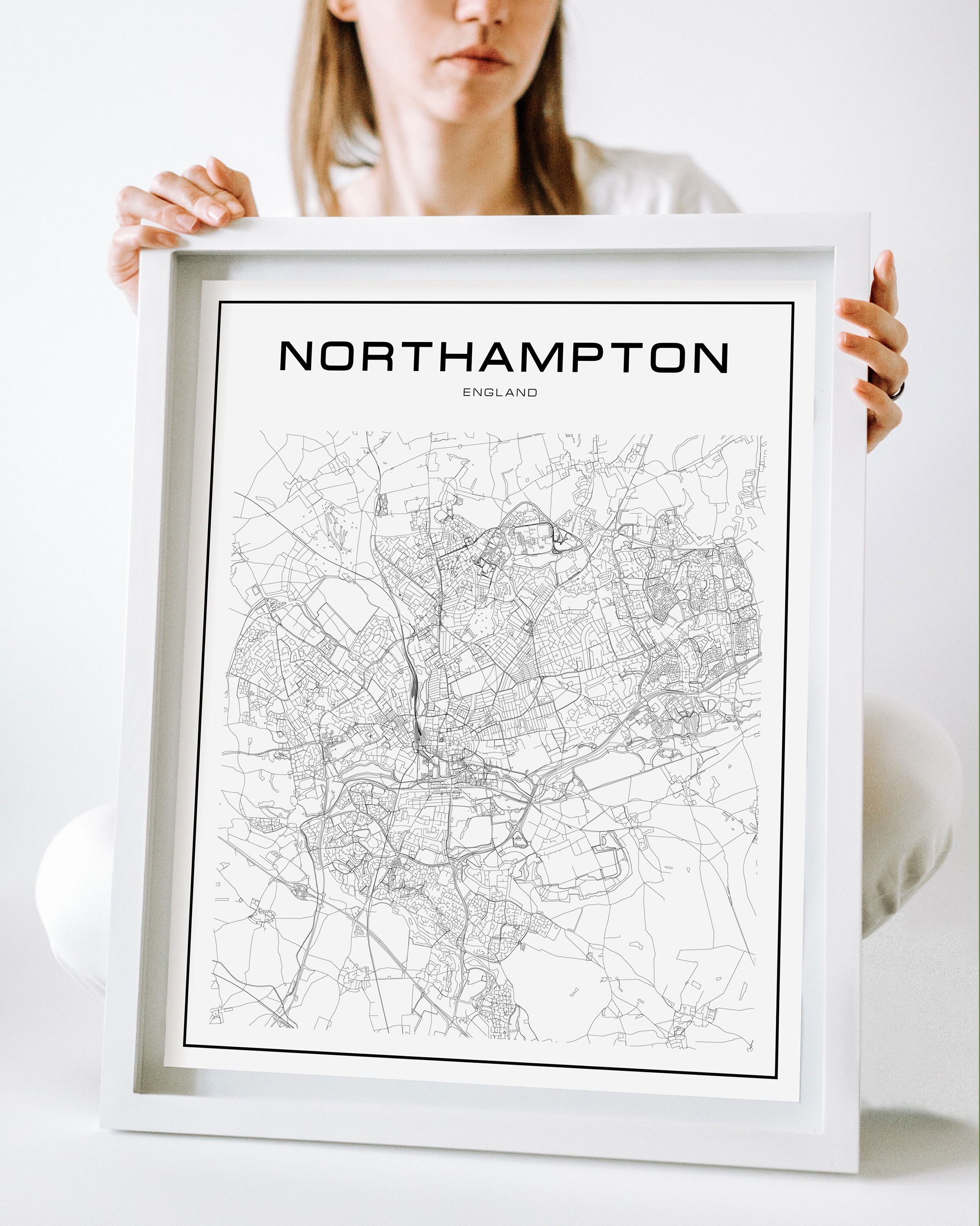 Northampton map poster print wall art England gift printable Etsy