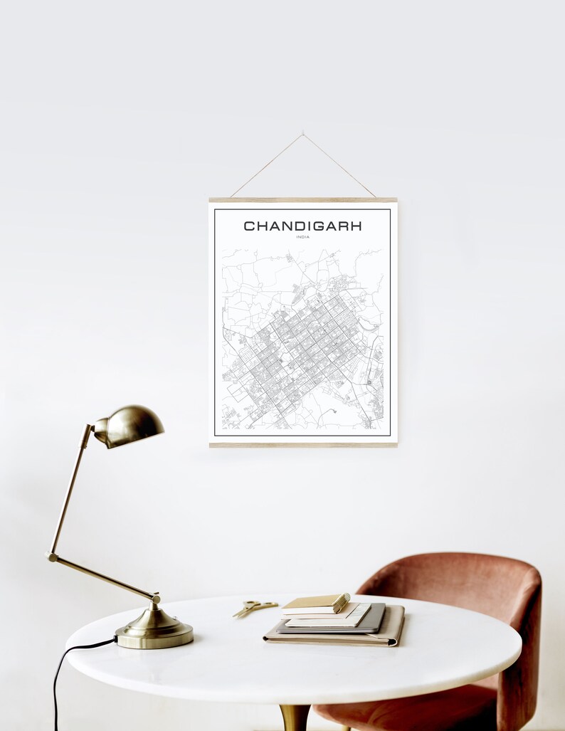 Chandigarh Map Poster Print Wall Art India Gift Printable Etsy