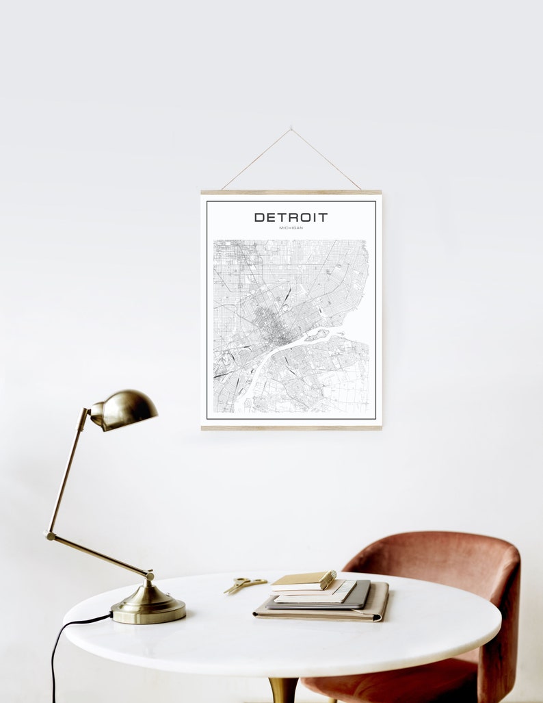 Michigan gift printable download Modern map decor for home and nursery personalized map Detroit map poster print wall art