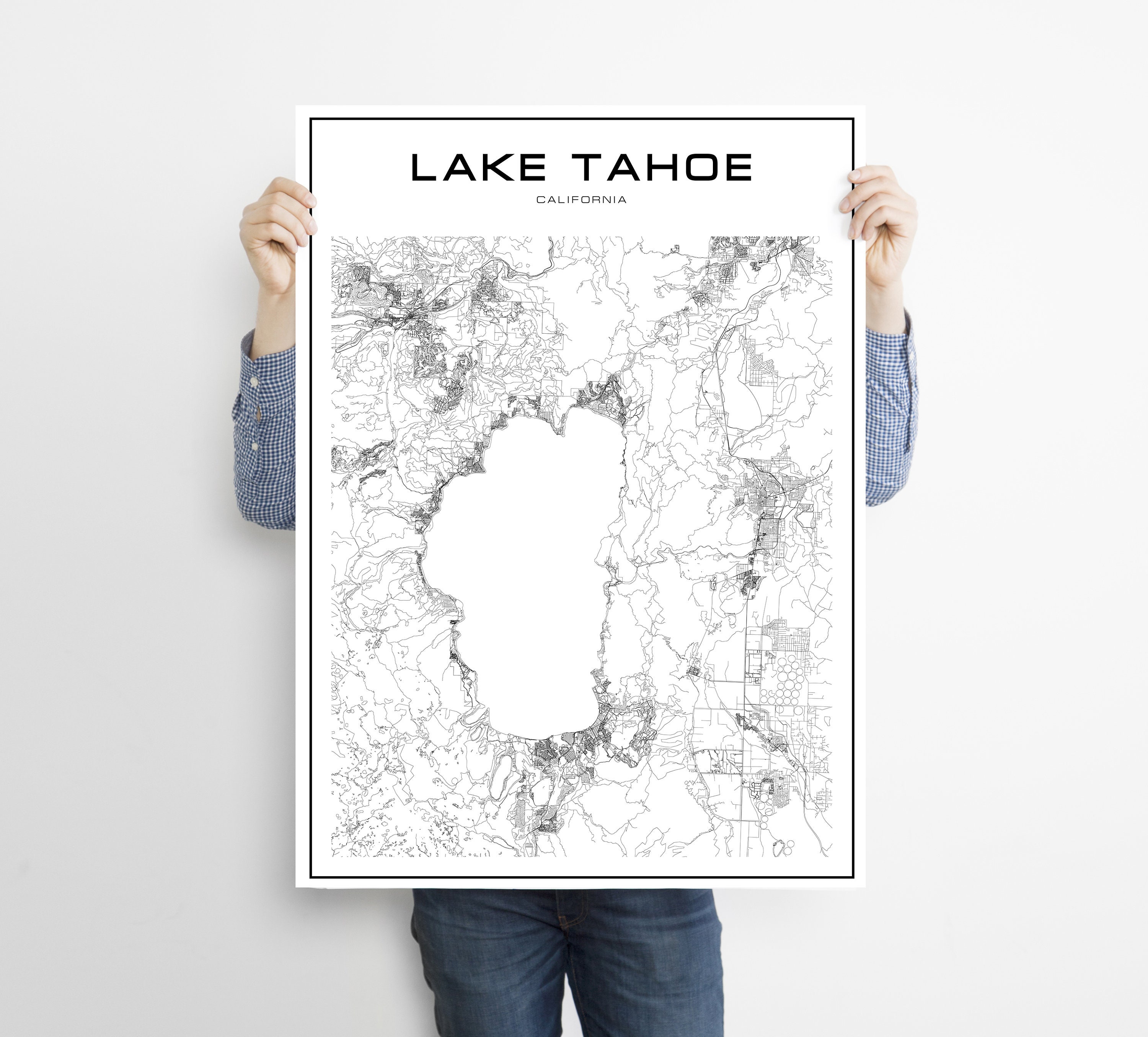 Lake Tahoe map poster print wall art California map gift | Etsy