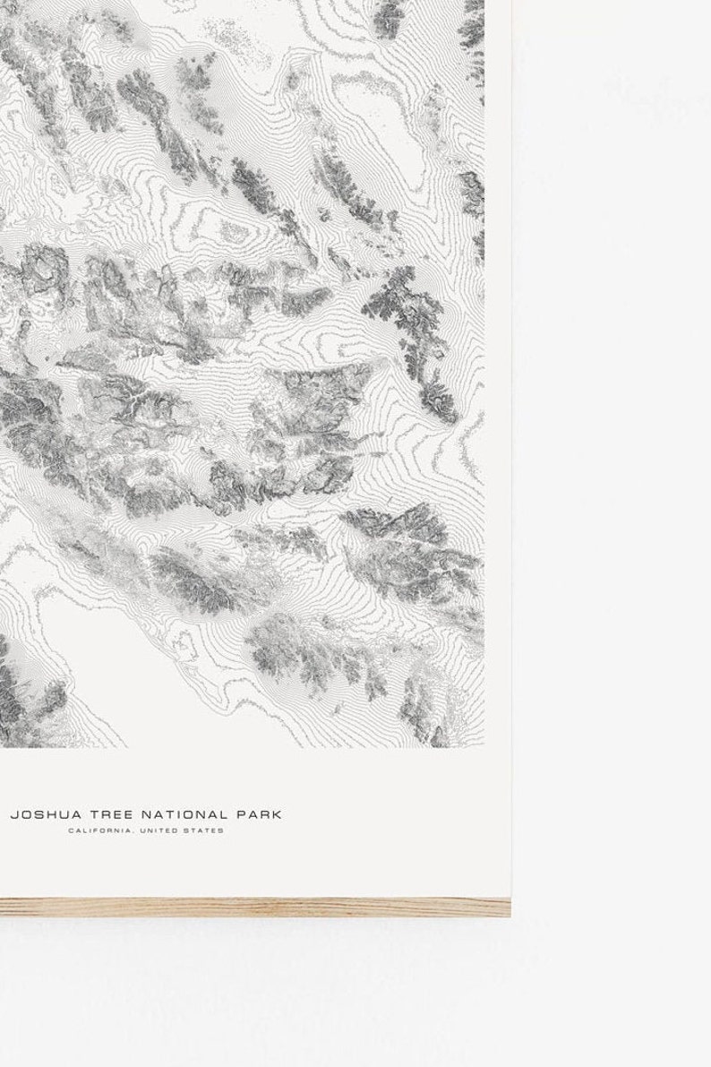 Joshua Tree National Park Map Poster Minimalist Topographical Etsy
