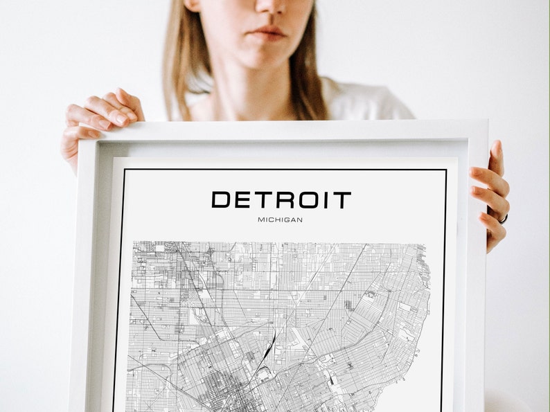Michigan gift printable download Modern map decor for home and nursery personalized map Detroit map poster print wall art