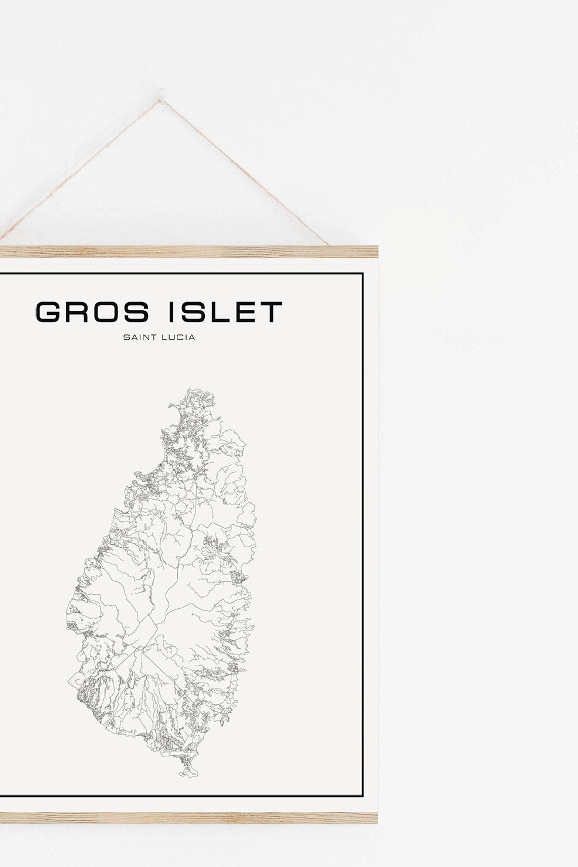 Gros Islet map poster print wall art Saint Lucia map gift Etsy