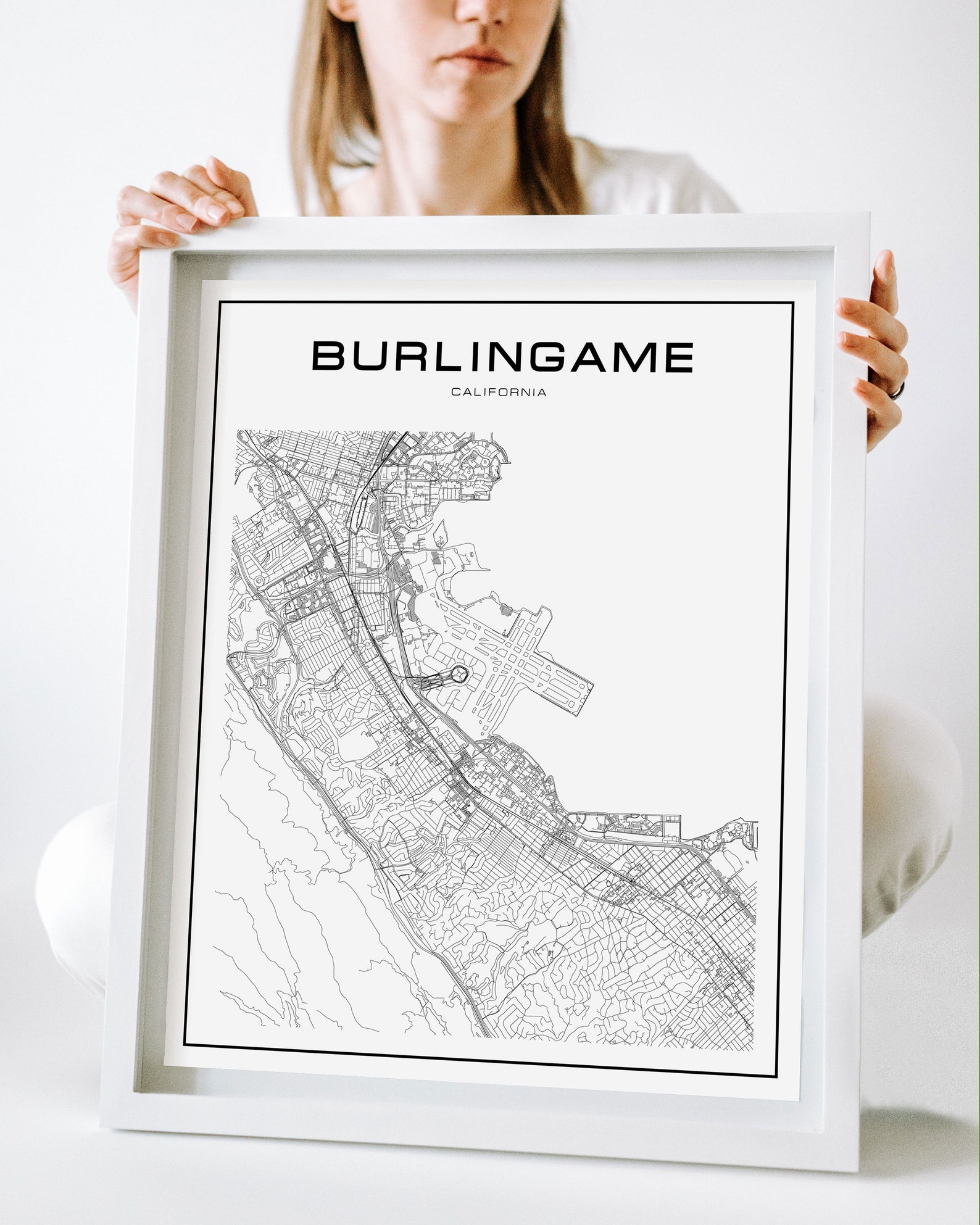 Burlingame map poster print wall art California map gift Etsy