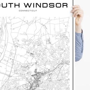 South Windsor map poster print wall art Connecticut map gift | Etsy