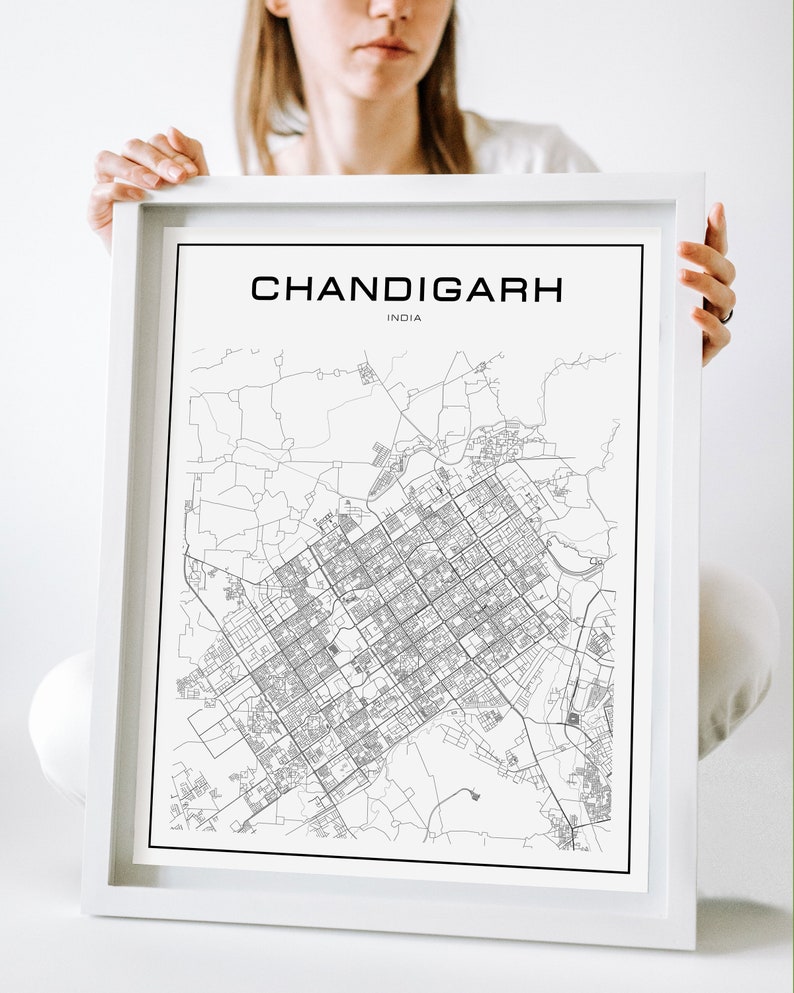 Chandigarh Map Poster Print Wall Art India Gift Printable Etsy