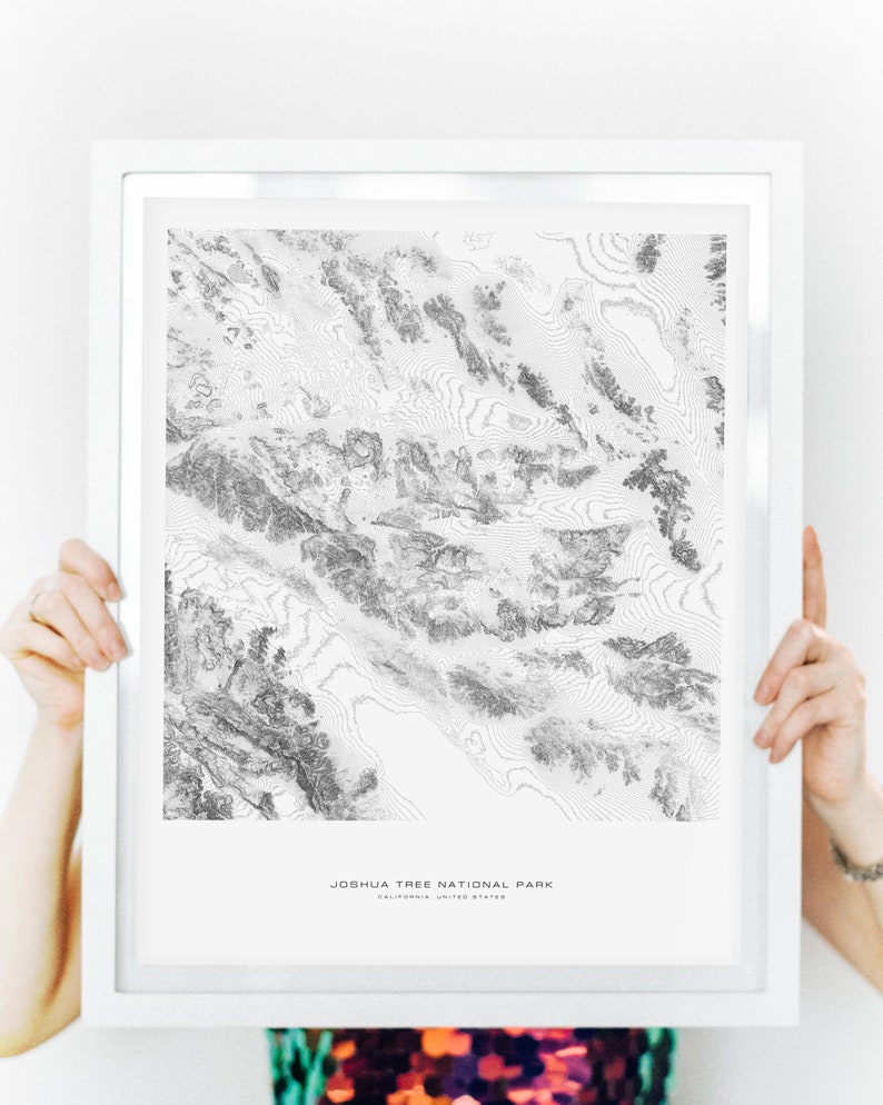 Joshua Tree National Park Map Poster Minimalist Topographical Etsy