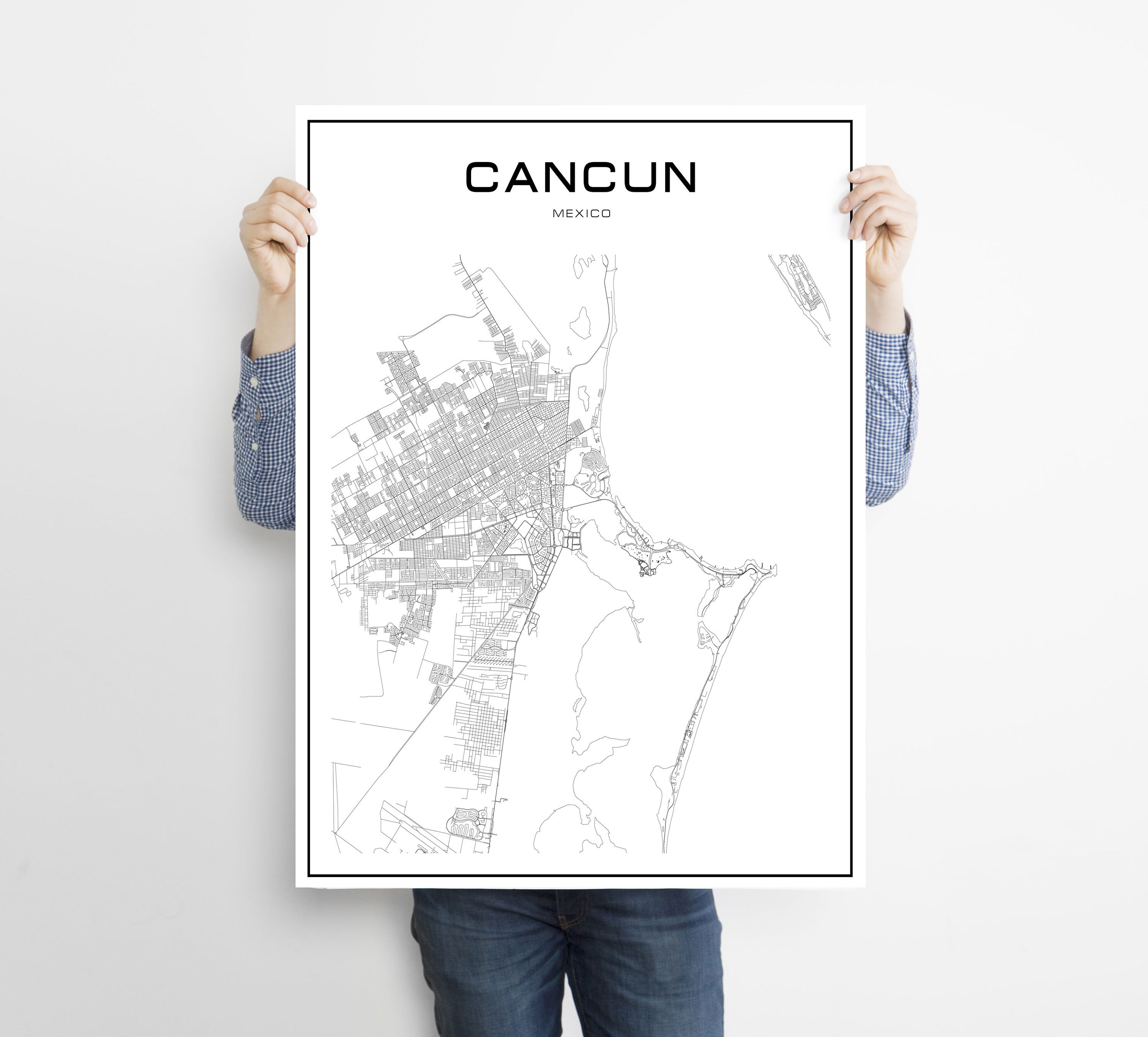 Cancun Map Poster Print Wall Art Mexico Gift Printable | Etsy