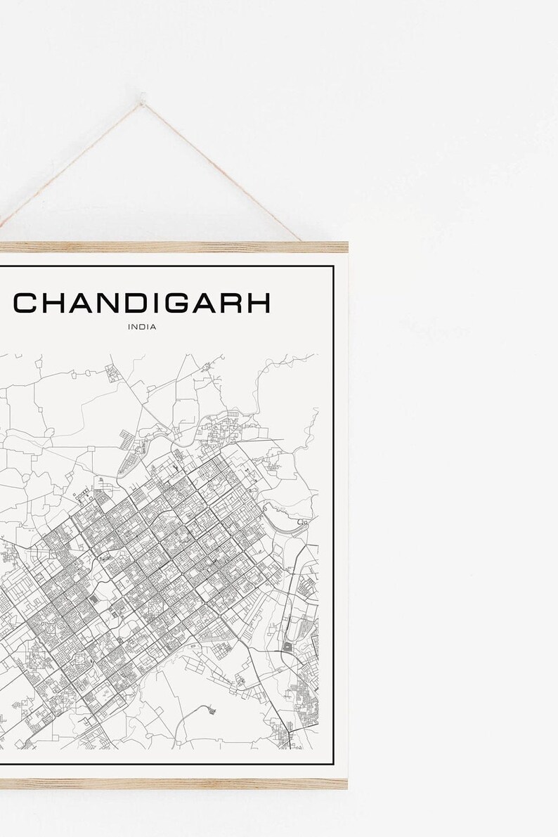 Chandigarh map poster print wall art India gift printable Etsy