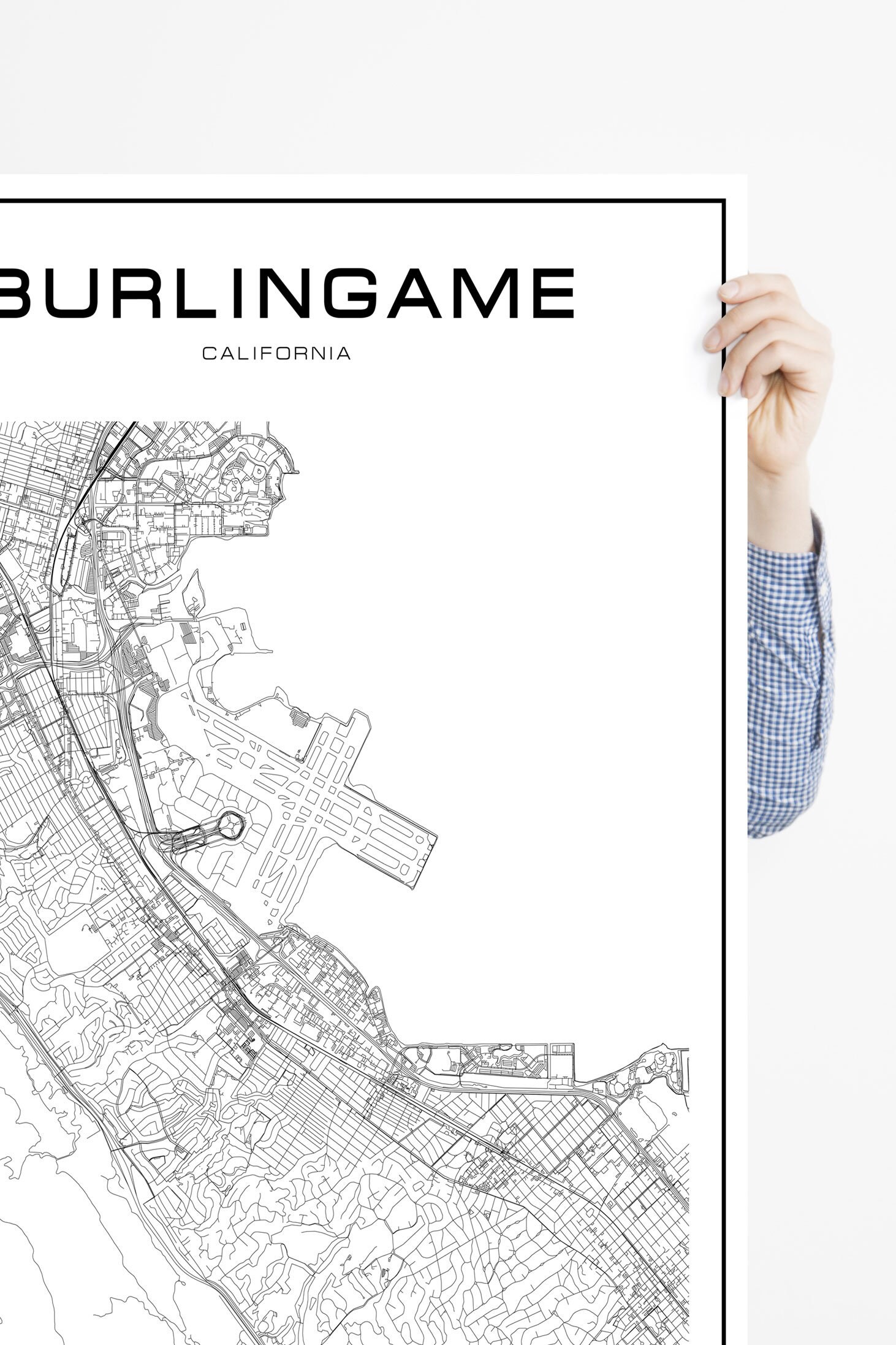 Burlingame map poster print wall art California map gift Etsy