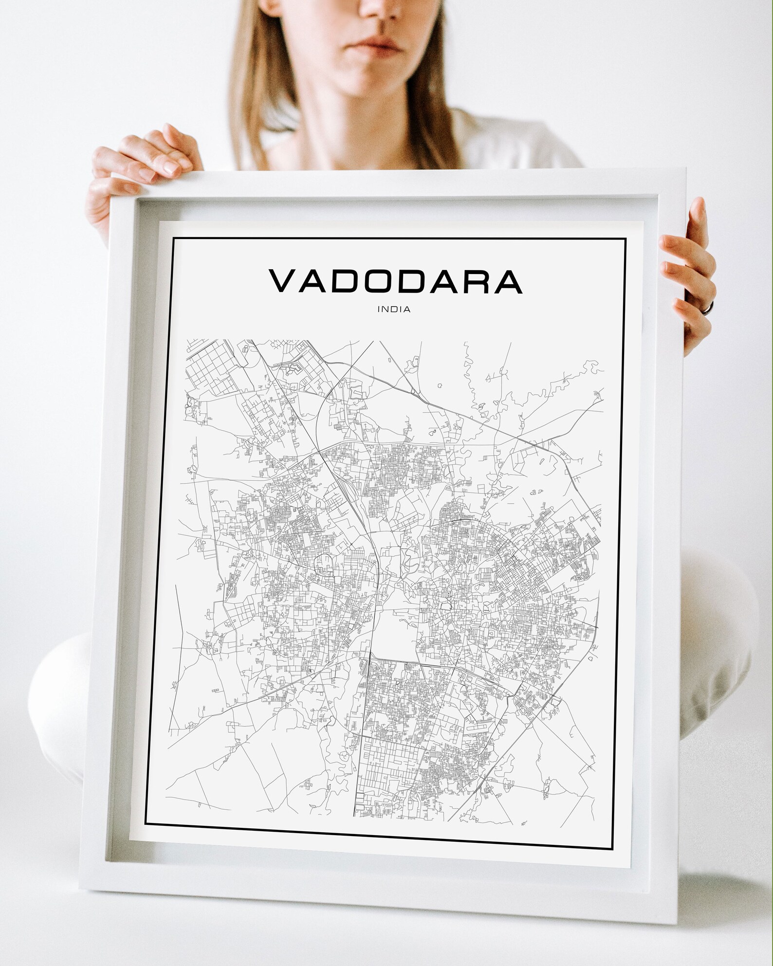Vadodara map poster print wall art India map gift printable Etsy