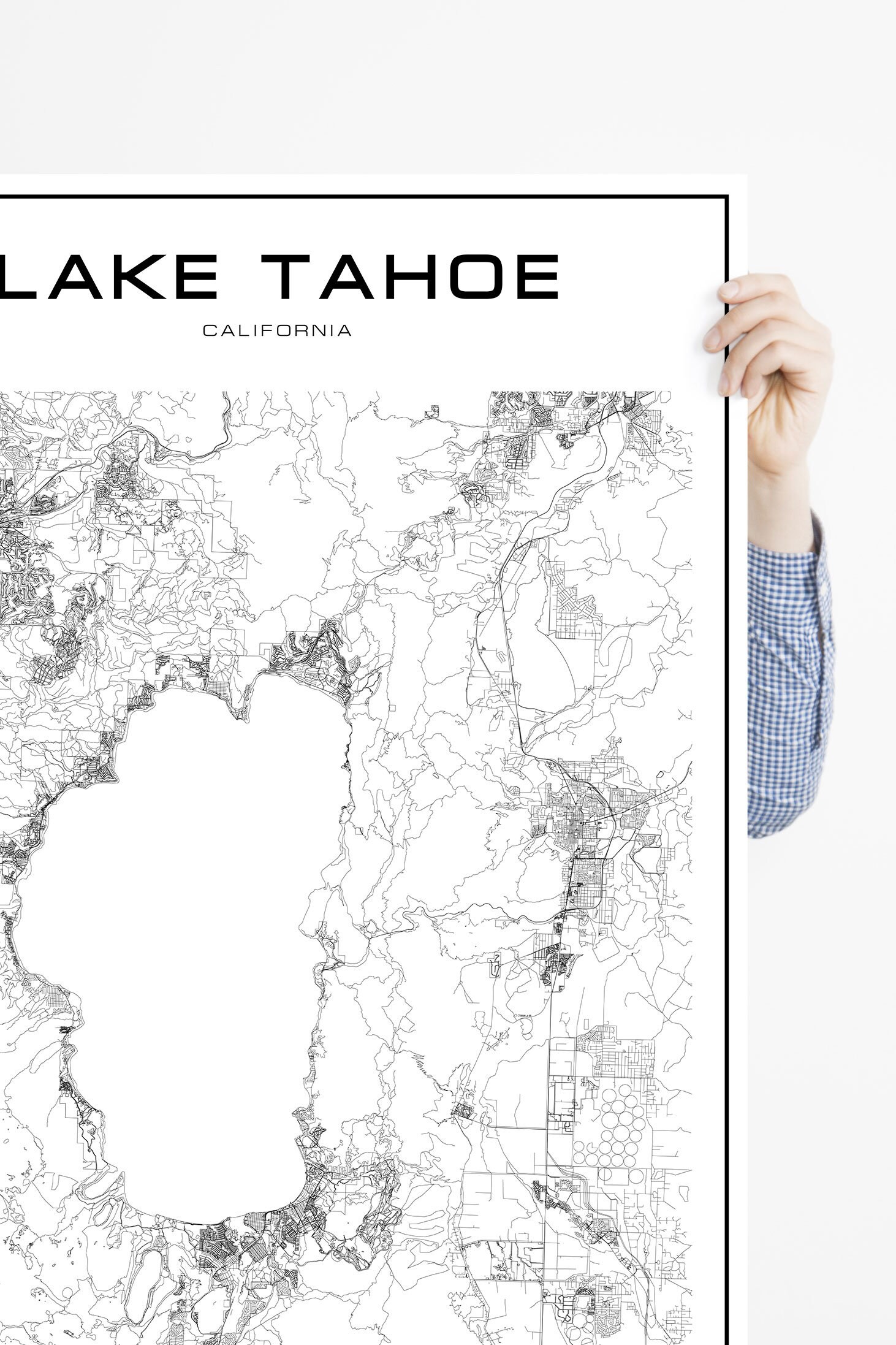 Lake Tahoe map poster print wall art California map gift Etsy