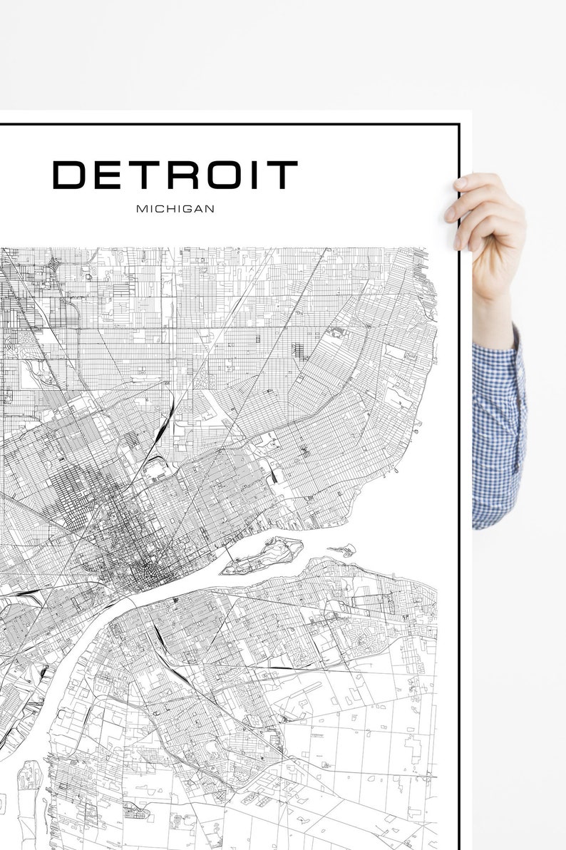 Michigan gift printable download Modern map decor for home and nursery personalized map Detroit map poster print wall art
