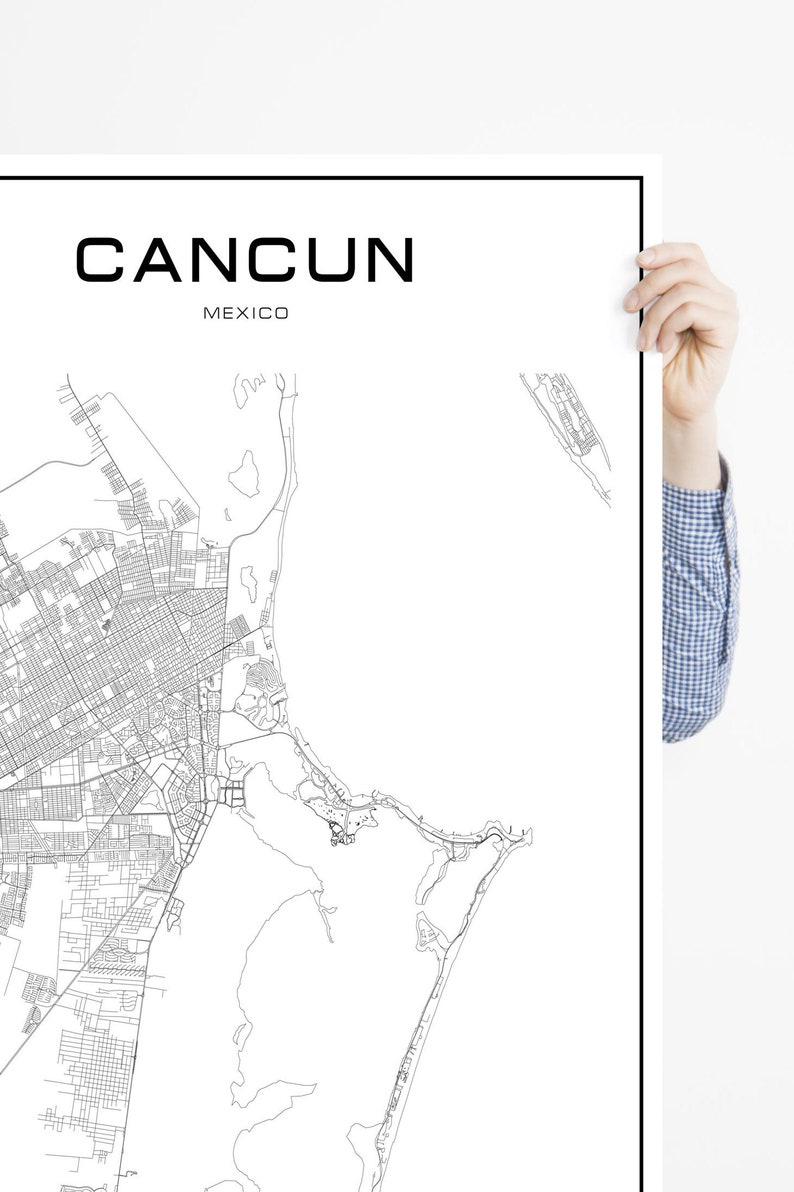 Cancun Map Poster Print Wall Art Mexico Gift Printable | Etsy