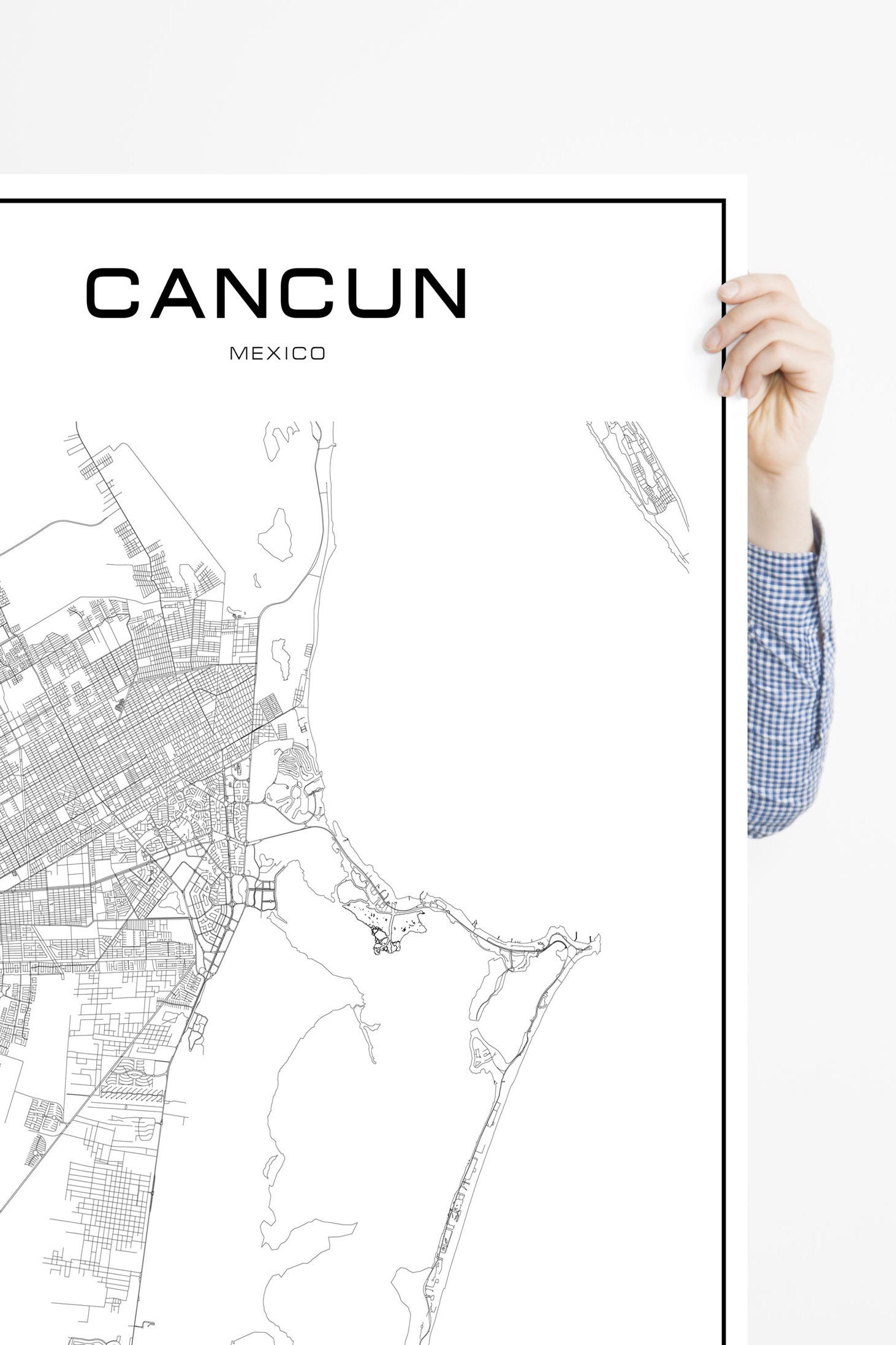 Cancun Map Poster Print Wall Art Mexico Gift Printable Etsy