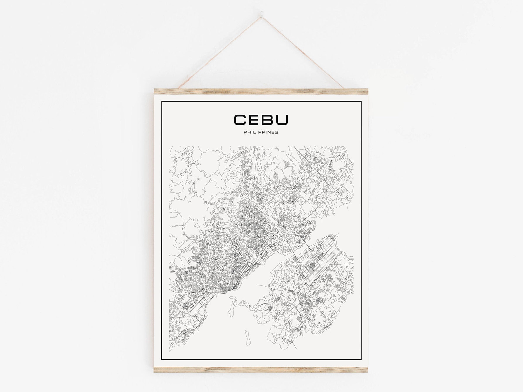Cebu map print Philippines wall art Cebu poster wall art | Etsy