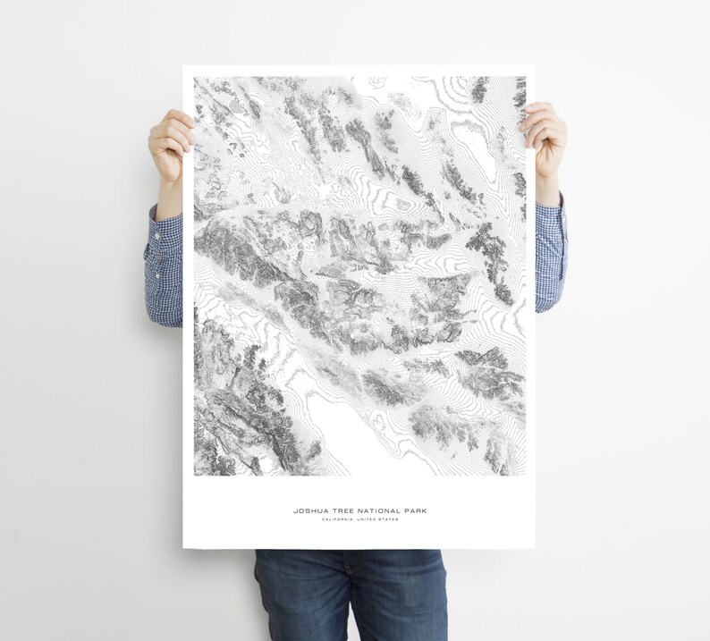 Joshua Tree National Park Map Poster Minimalist Topographical Etsy