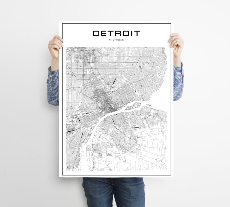 Michigan gift printable download Modern map decor for home and nursery personalized map Detroit map poster print wall art