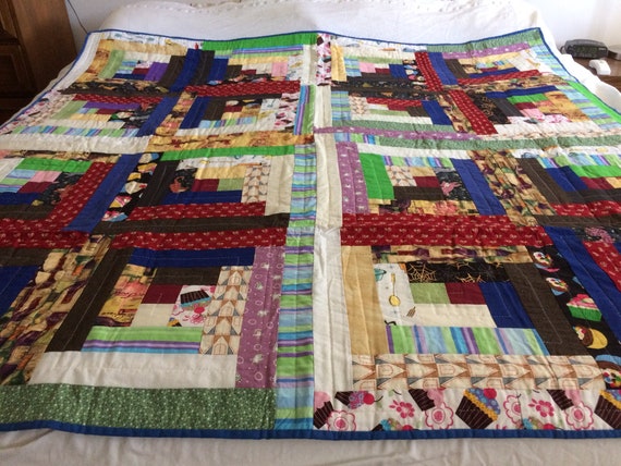 Machine Stitched Hand Quilted Almost Double Bed Size Log Etsy